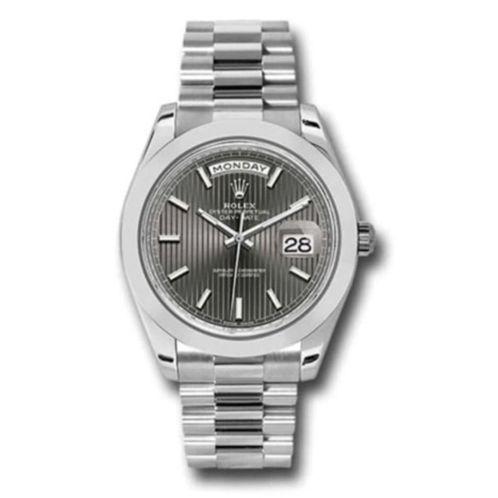 Rolex, Day-Date 40 Presidential Dark rhodium dial, Smooth Bezel, President bracelet, Watch 228206-0011