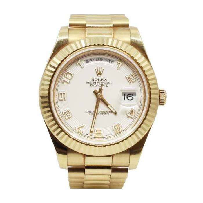 Rolex, Day-Date II 41, 18K Yellow Gold, Silver Arabic Numerals dial, 218235