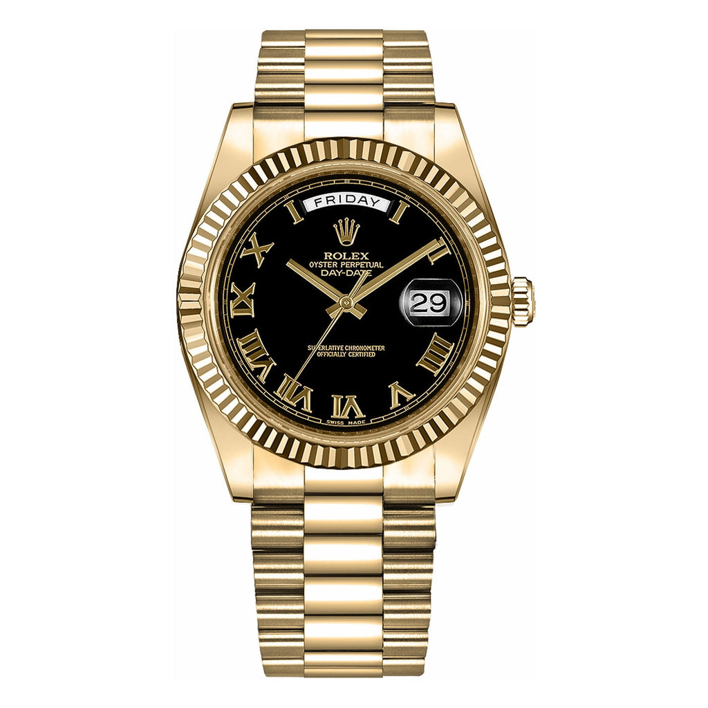 Rolex, Day-Date ll Presidential 41 mm Black Dial Roman Numerals Men's Watch 218238-0041