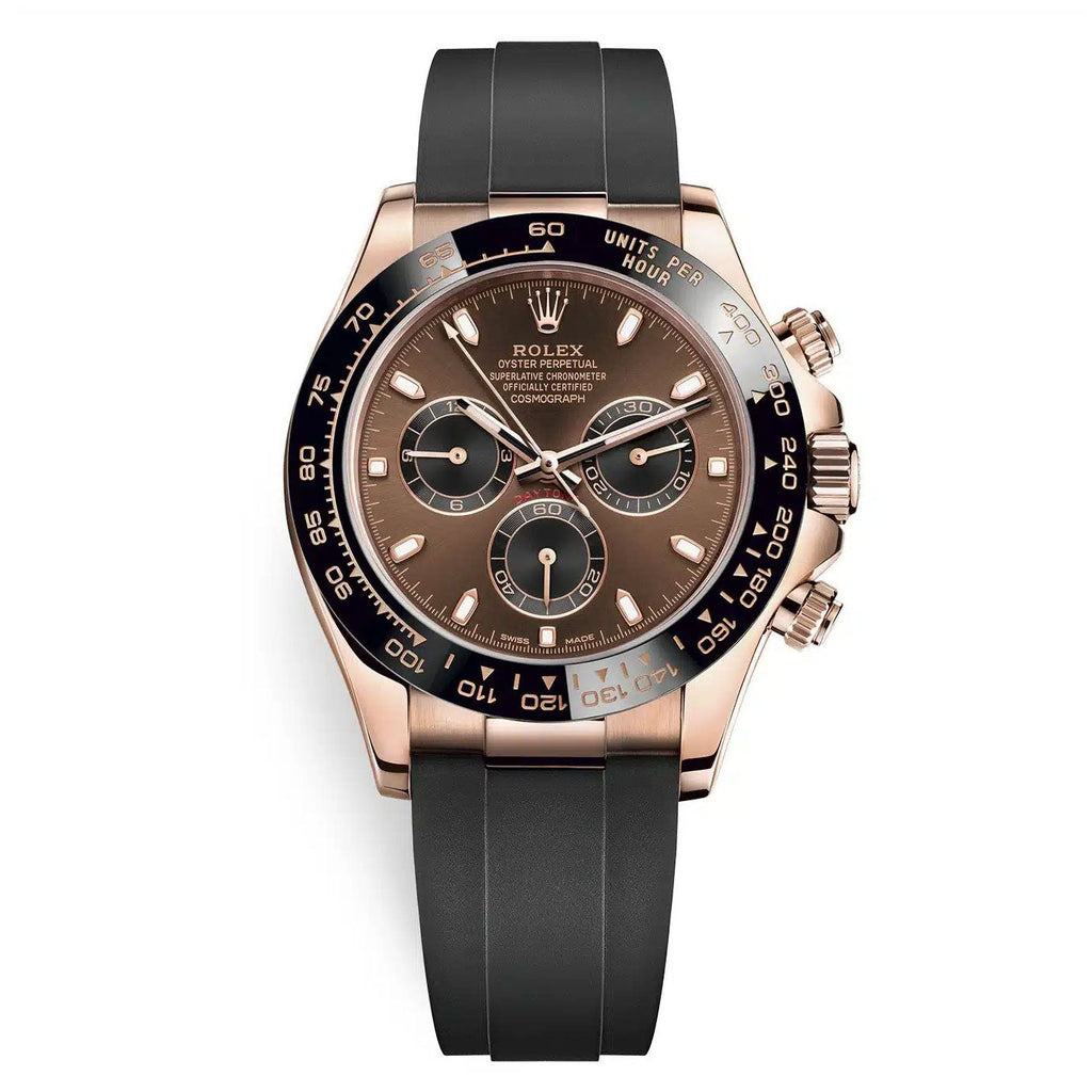 Rolex, Daytona, Chocolate dial, Engraved Bezel, Rubber Oysterflex, Rose gold Watch 116515LN-0041