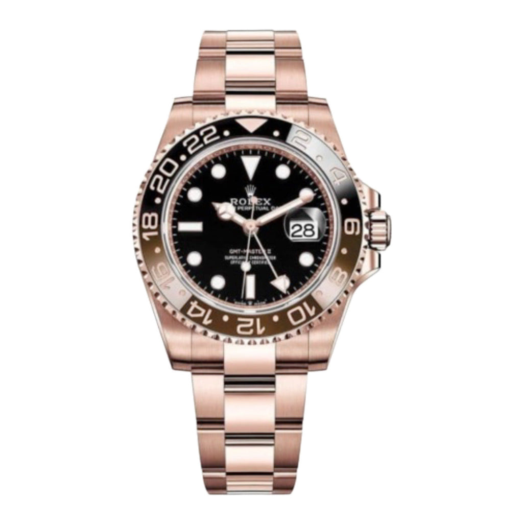 Rolex, GMT-Master II 40mm Root Beer Black Dial Oyster Bracelet 18k Rose Gold Watch 126715chnr-0001