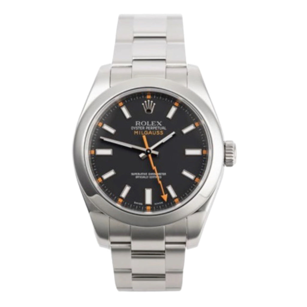 Rolex Milgauss 40 mm | Stainless Steel Oyster bracelet | Black dial Smooth bezel | Men's Watch 116400