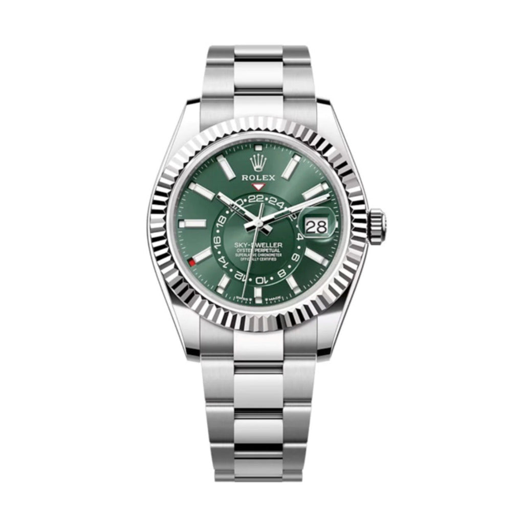  Rolex, Sky-Dweller, Mint green dial, Oyster bracelet, Oystersteel and 18k white gold Watch 336934