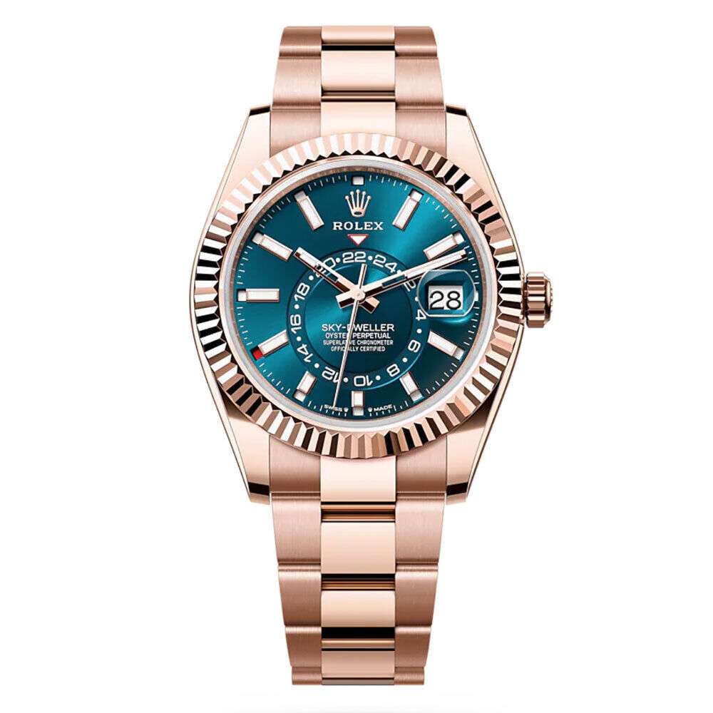 Rolex, Sky-Dweller 42, Blue-green dial, Oyster bracelet, 18k Everose gold Watch 336935