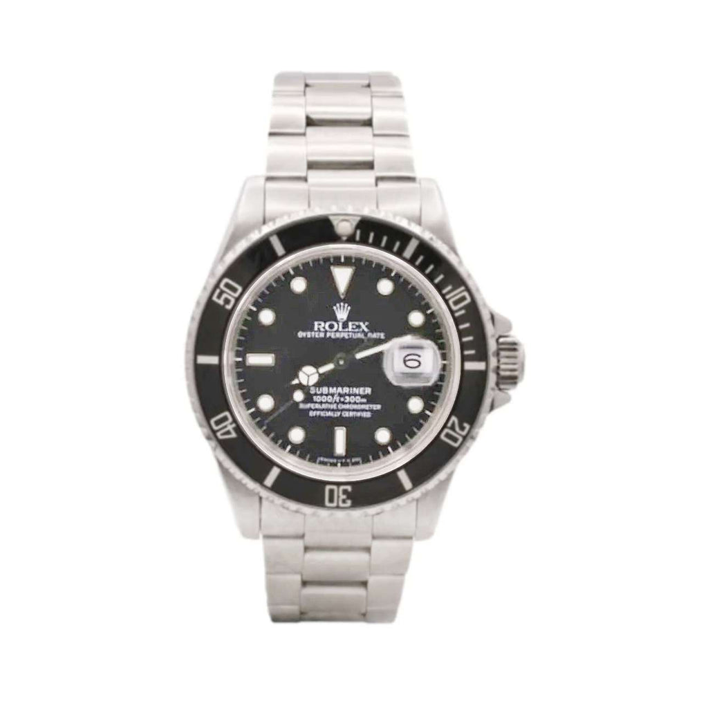 Rolex, Submariner 40 mm, Stainless Steel Oyster bracelet, Black dial Black bezel, Men's Watch 16610