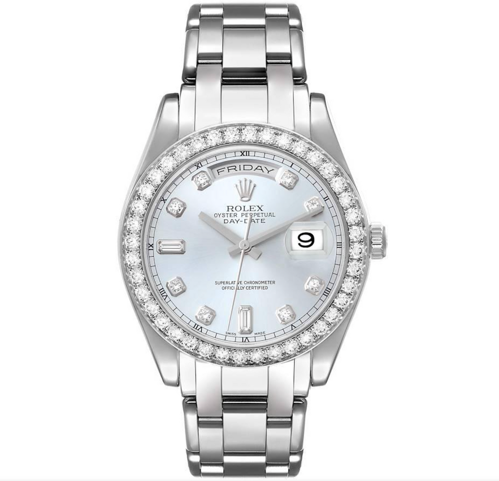 Rolex, Day-Date Ice Blue Diamond Dial Platinum Watch 18946