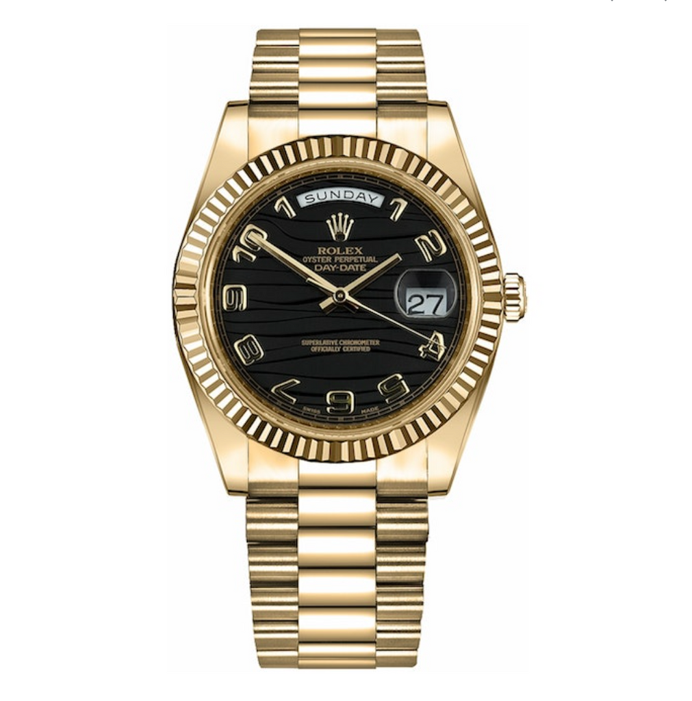 Rolex, Day-Date 41 Black Roman Numeral Dial Gold Watch 218238