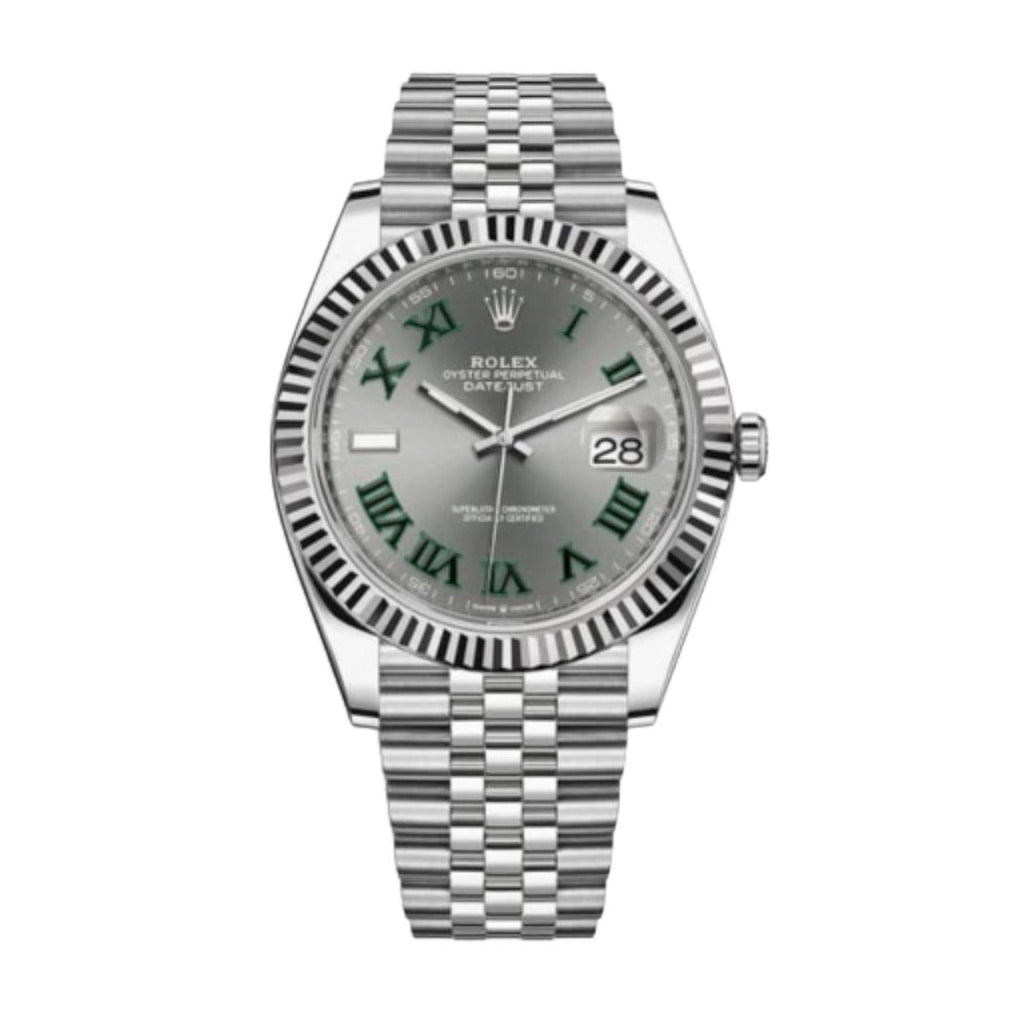 Wimbledon Rolex, Oyster Perpetual Datejust 41mm, Oystersteel Jubilee bracelet, Slate dial Fluted bezel, Oystersteel and 18k white gold Case Men's Watch 126334-0022