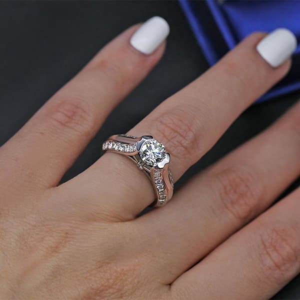 Amazing 14k White Gold Engagement Ring with 2.01ct. Diamonds,  enlarged image