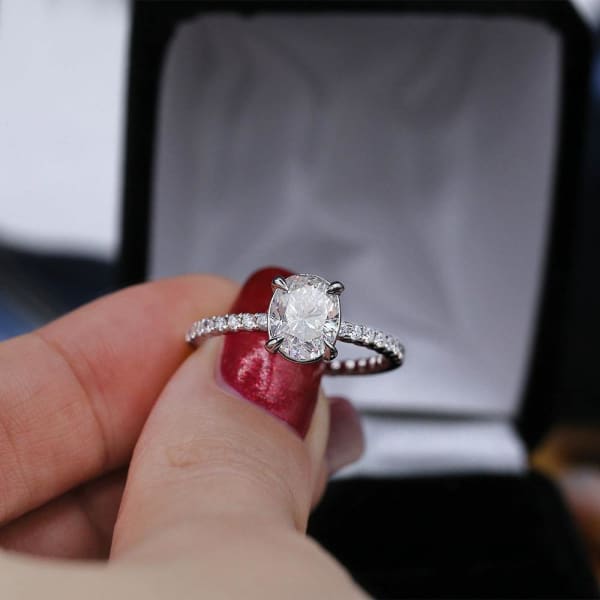 Amazing 18k White Gold Engagement Ring with 1.30ct Total Diamond Weight rin-12500,  Full face