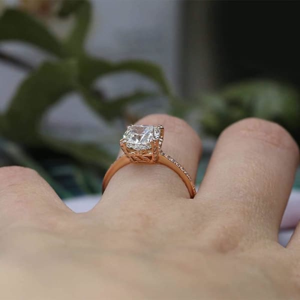 Amazing 2.00ct Cushion cut Engagement ring Eng-37501,Ring on a finger 