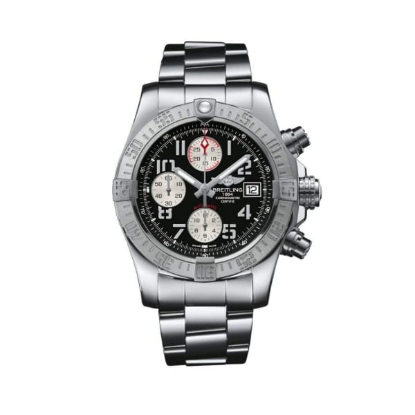 Breitling, Avenger II Black Dial Chronograph, Stainless Steel Mens Watch, Ref. # A1338111/BC33 170A
