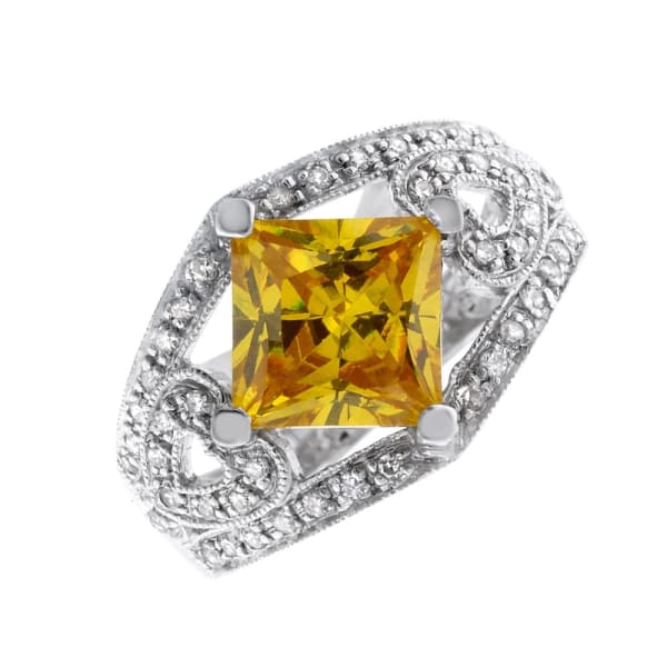 Beautiful 14k white gold Citrine cocktail ring RN-2750, Main view
