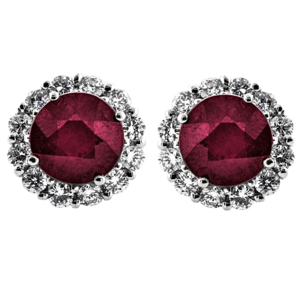 Beautiful 14K white gold diamond and ruby earrings
