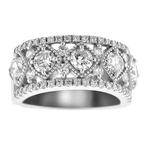 Beautiful 18K white gold cocktail ring with round diamonds RN-13275