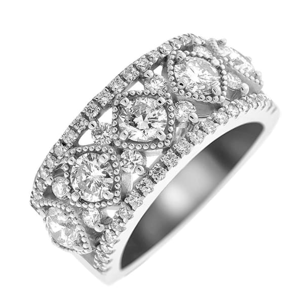Beautiful 18K white gold cocktail ring with round diamonds RN-13275, Main view