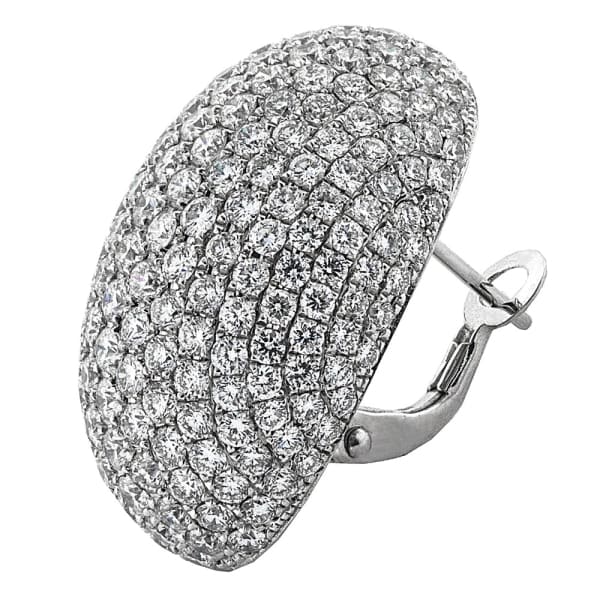 Beautiful 18K white gold diamond pave earrings, right