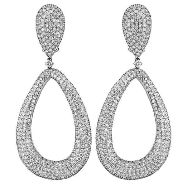 Beautiful 18K white gold diamond pave long earrings EAR-176375