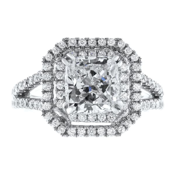 Beautiful 18k white gold engagement with GIA certified cushion diamond RN-100000