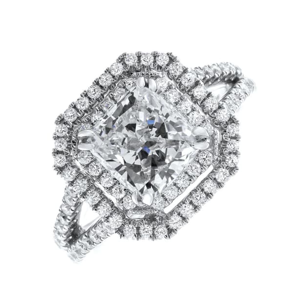 Beautiful 18k white gold engagement with GIA certified cushion diamond RN-100000, Main view