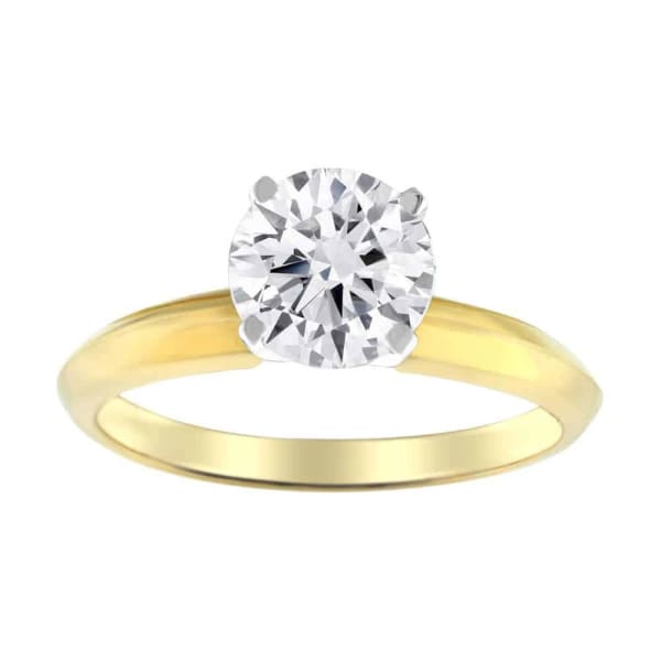 Beautiful 18K yellow gold natural diamond round 1.46 ct.w F-color engagement ring ENG-17500