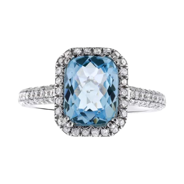 Beautiful blue Aquamarine ring with 1.00CT in diamonds RN-7555