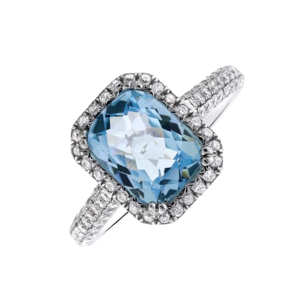 Beautiful blue Aquamarine ring with 1.00CT in diamonds RN-7555, Main view