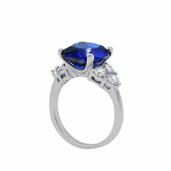 Beautiful Color Stone Cocktail Ring with center Blue Sapphire and side Diamond, Main view