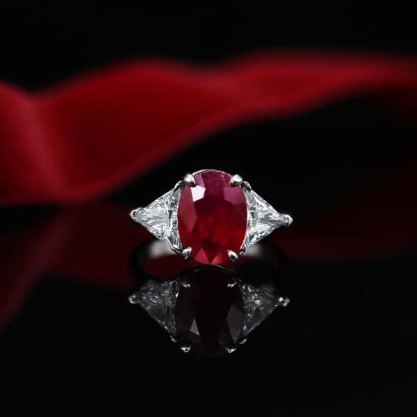 Beautiful Color Stone Cocktail Ring with center Ruby and side Diamonds NE-175000, Full face