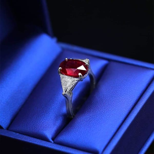 Beautiful Color Stone Cocktail Ring with center Ruby and side Diamonds NE-175000