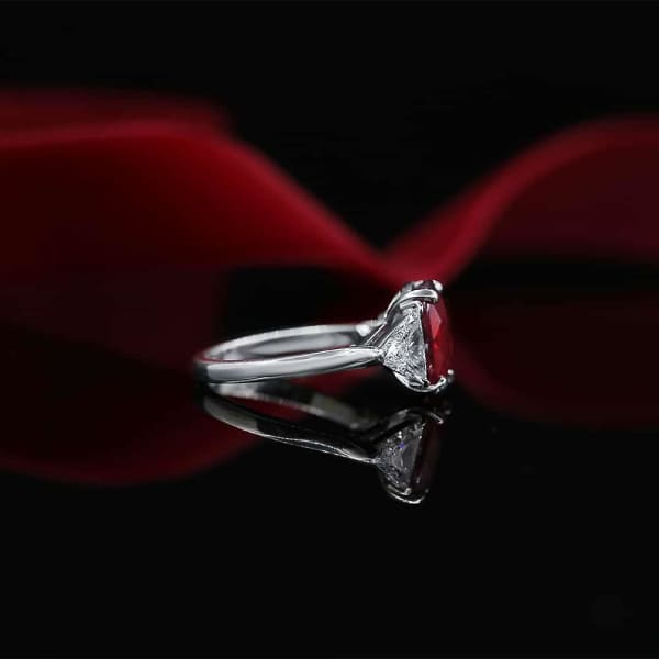 Beautiful Color Stone Cocktail Ring with center Ruby and side Diamonds NE-175000, Side