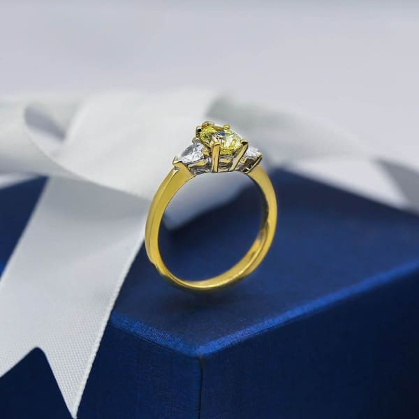 Beautiful Engagement Ring with center Fancy Yellow and side White Diamonds EN-4563000, Main view