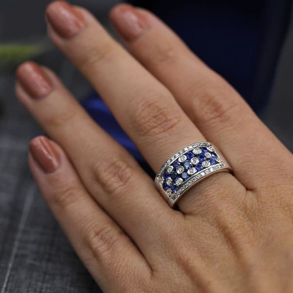 Beautiful Half-Way Fashion Diamond Ring RN-2555, Ring on a finger