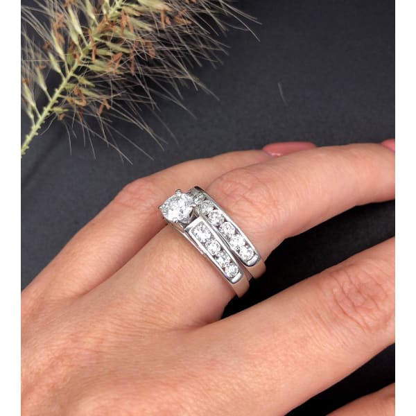 Beautiful Platinum Engagement-Wedding Diamond Ring-Set 1.40ct, side