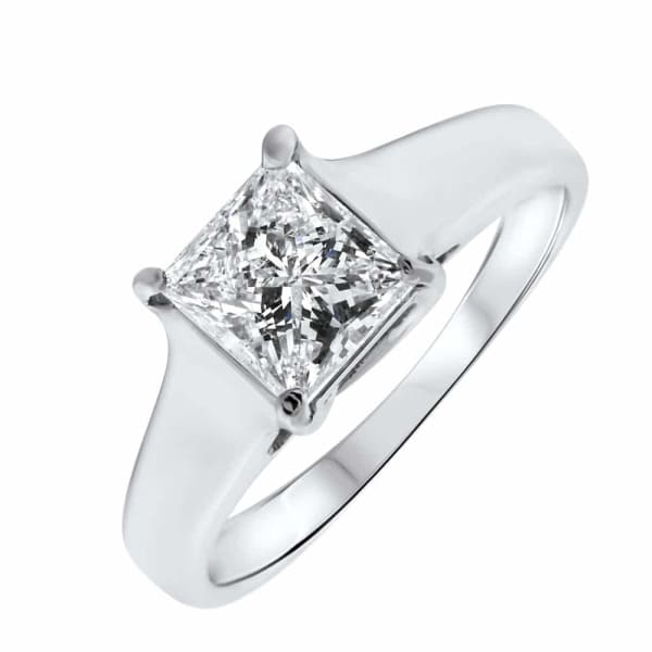 Beautiful solitaire engagement ring with 1.10 CT princess cut diamond RN-12750, Main view