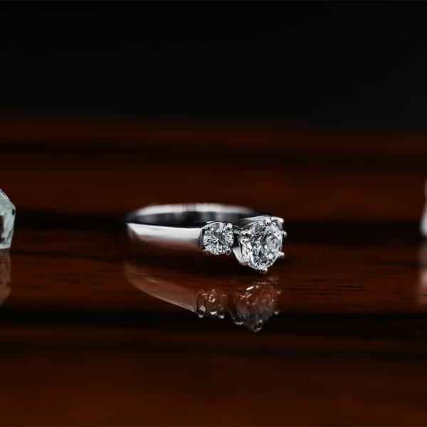 Beautiful three-stone Platinum engagement ring with 1.01ct Center Round Diamond ENG-11500, Maim view