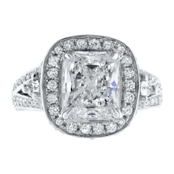 Beautiful white gold engagement ring with 3CT radiant diamond RN-76000
