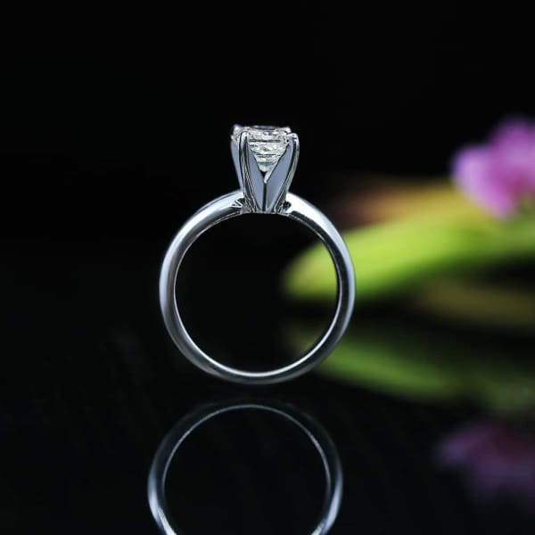 Beautiful White Gold Engagement Ring with Solitaire 1.00ct Cushion Cut Diamond Eng-171500, Profile