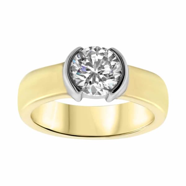 Bezel Set Solitaire engagement ring with 1.63ct Round Brilliant Cut R-26250
