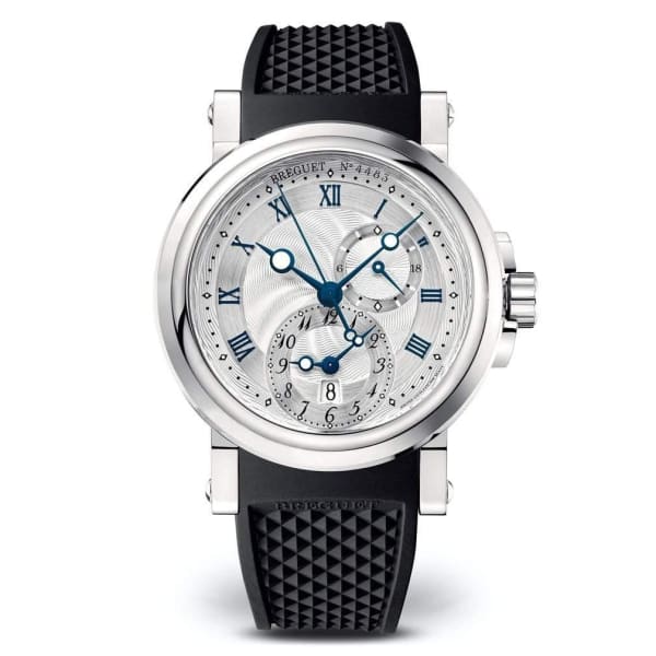 Breguet Marine Dual Time Silver Dial Black Rubber 5857ST 12 5ZU