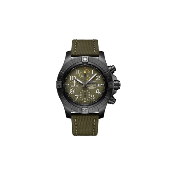 Breitling, Avenger Chronograph 45 Night Mission, Black DLC coated titanium, 45mm, Green Watch, Ref. # V13317101L1X1