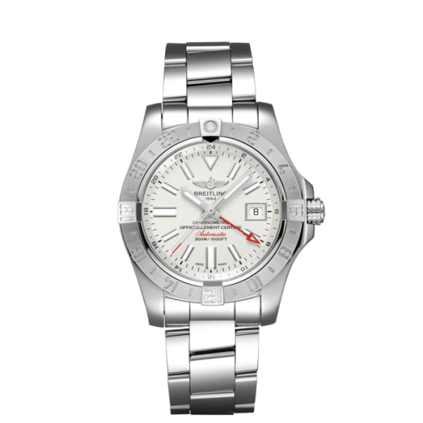 Breitling, Avenger II GMT, Stainless Steel, 43mm, "Stratus Silver" dial Watch, Ref. # A32390111G1A1
