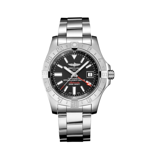 Breitling, Avenger II GMT, Stainless Steel, 43mm, "Volcano Black" dial Watch, Ref. # A32390111B1A1