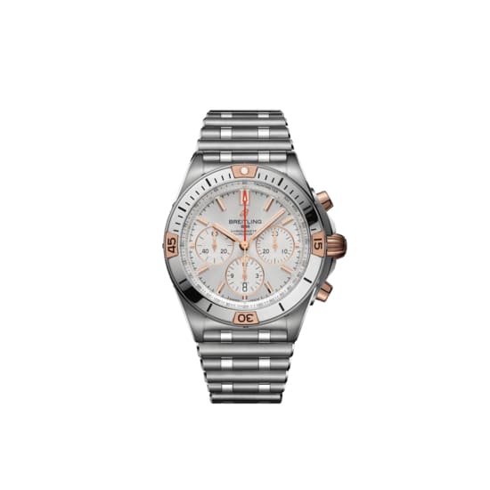 Breitling Transocean Chronograph 43mm Rose Gold Steel Mens Watch