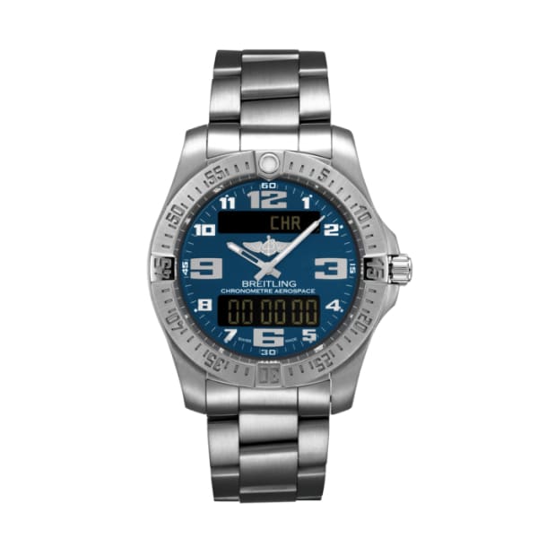 Breitling, Men’s Aerospace Evo, 43mm, Titanium, Mariner Blue dial Watch, Ref. #  E79363101C1E1