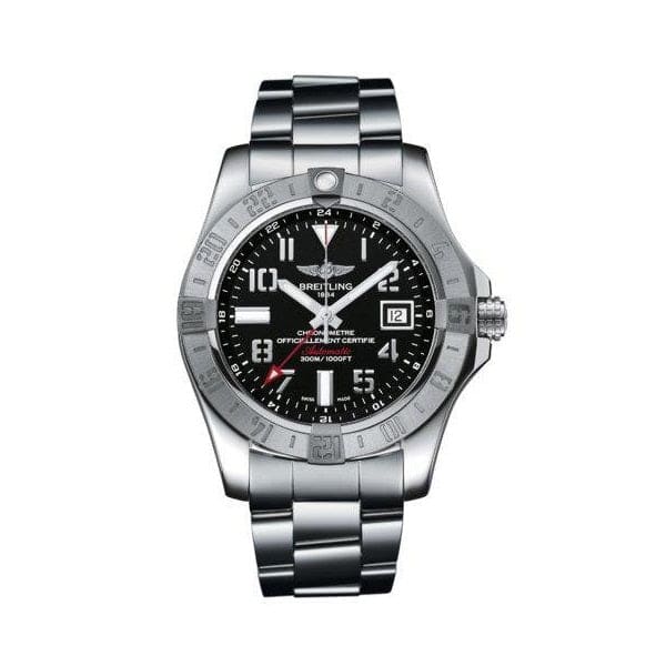 Breitling, Men’s AVENGER II GMT, 43mm, Stainless Steel, Black dial Watch, Ref. # A32390111B2A1