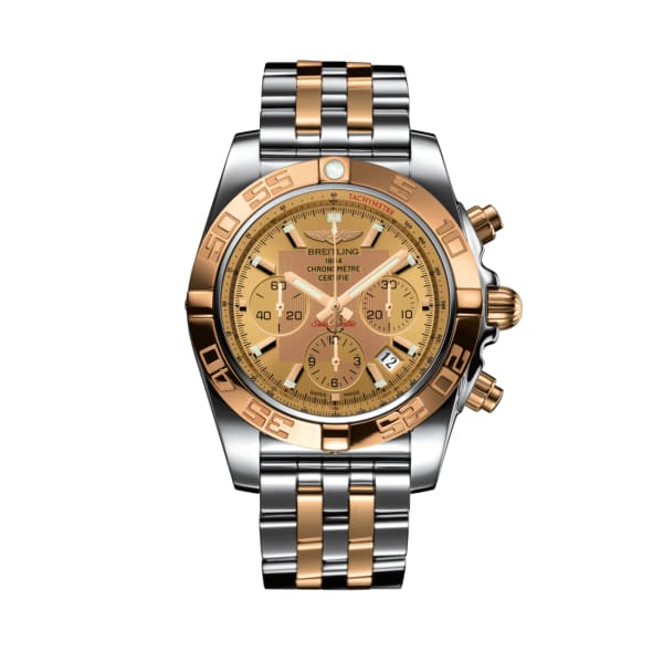 Breitling, Men’s CHRONOMAT 44, Stainless Steel and 18k Rose Gold, Golden Sun Dial Watch, Ref. # CB0110121H1C1