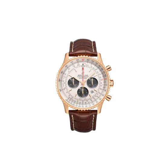 Breitling Navitimer B01 Chronograph 46 18K Rose Gold Silver dial Watch 46mm RB0127121G1P2