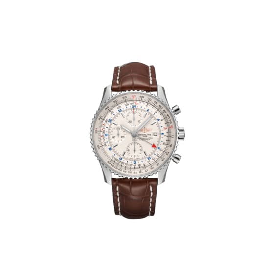 Breitling, Navitimer Chronograph GMT 46, Stainless Steel, Silver dial Watch, Ref. # A24322121G1P1