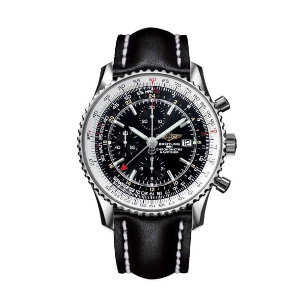 Breitling, Navitimer World Stainless Steel Leather Strap Watch, Ref. # A2432212/B726